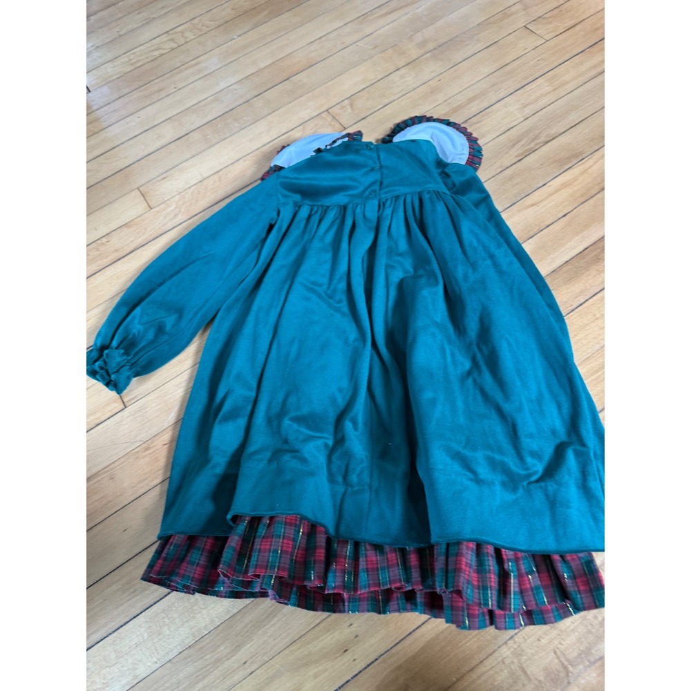Bryan & Co Vintage Girls Green Holiday Dress Plaid Trim Christmas Size 6X - Picture 7 of 7
